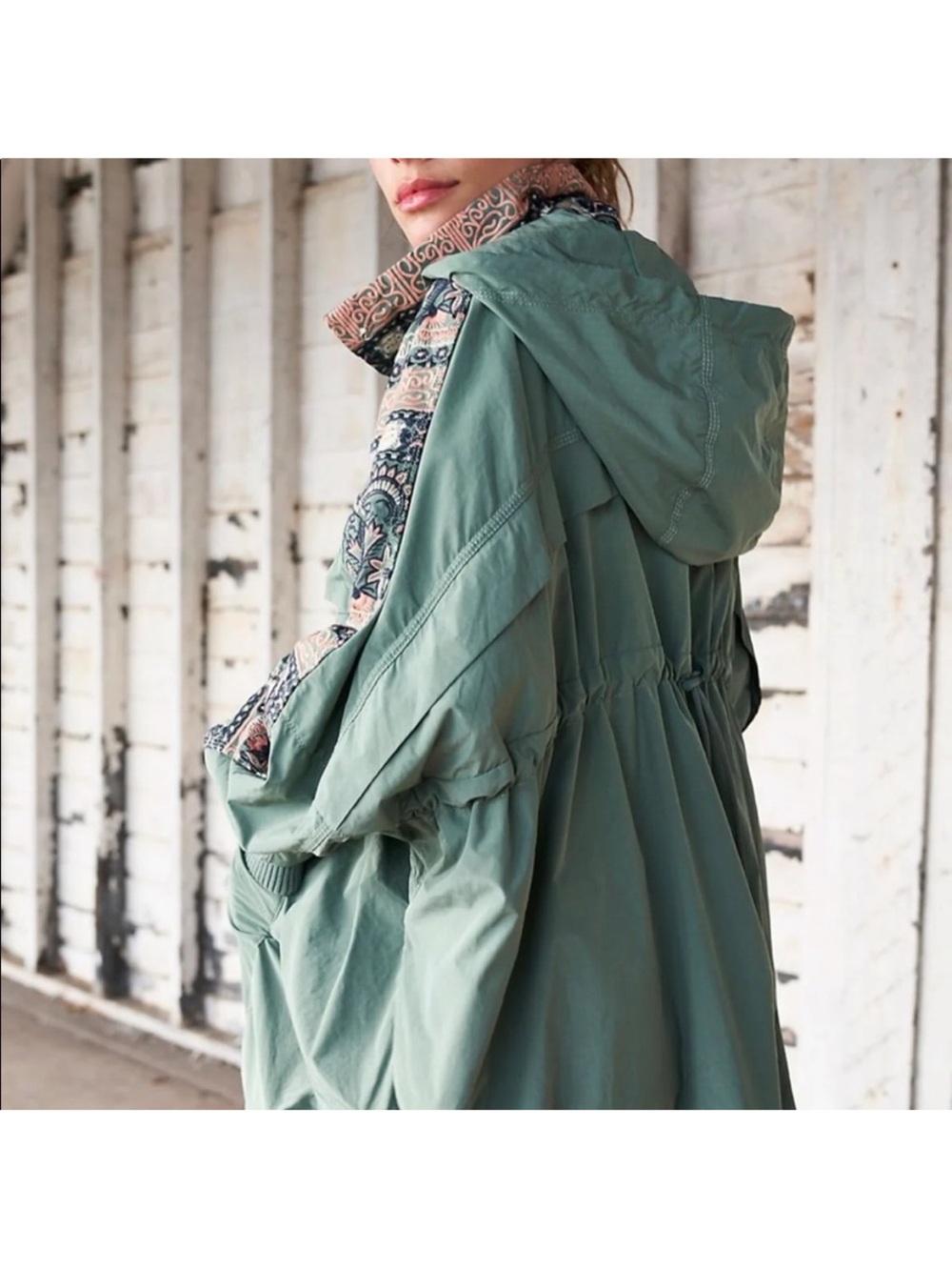 Free People FP Movement She Fly Anorak Windbreaker Hooded Embroidered Jacket XS - Picture 4 of 10